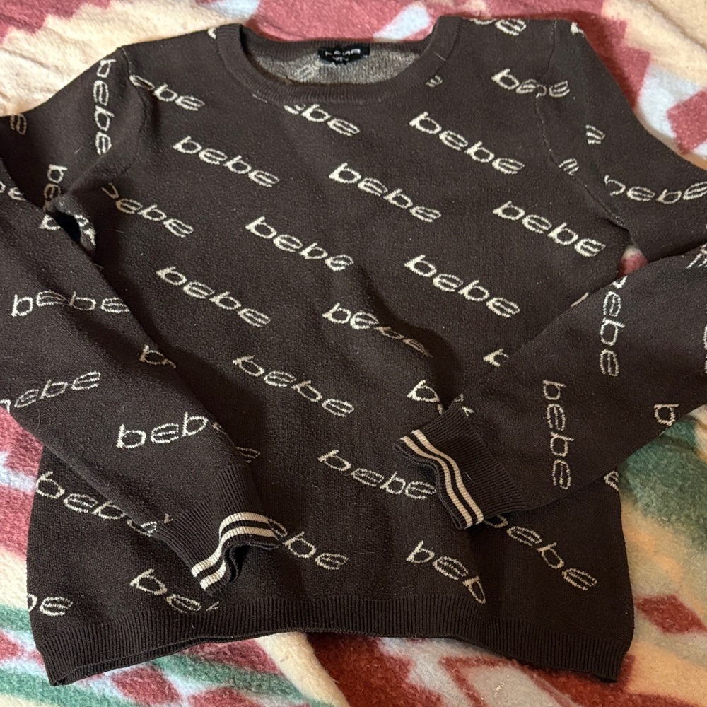 Bebe Logo Brown Crewneck Sweater for women